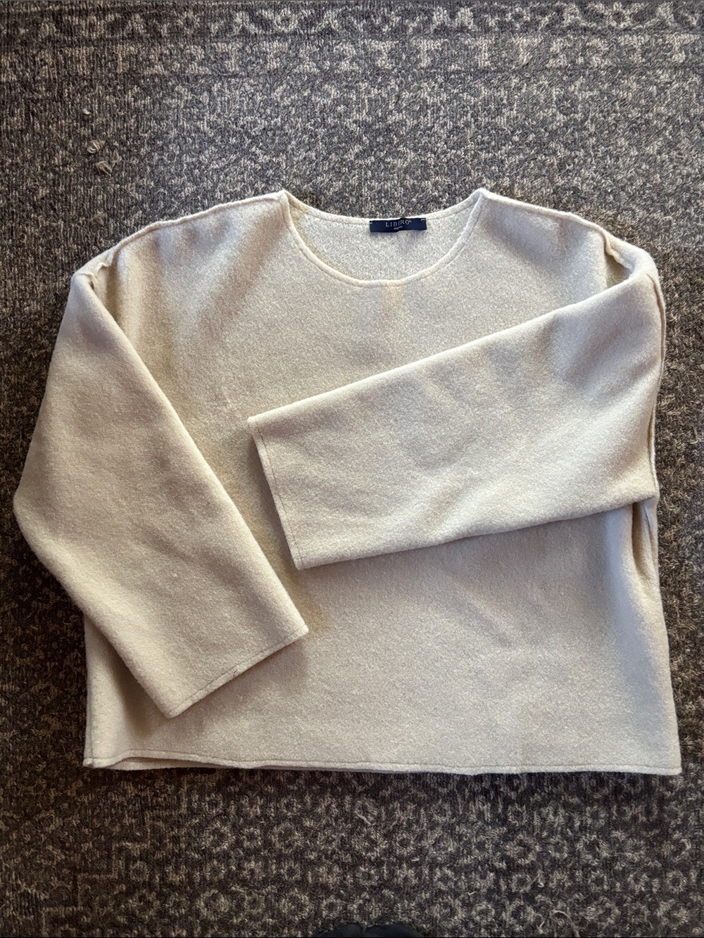 Liberia Milano Cream Crewneck Boxy Sweater S